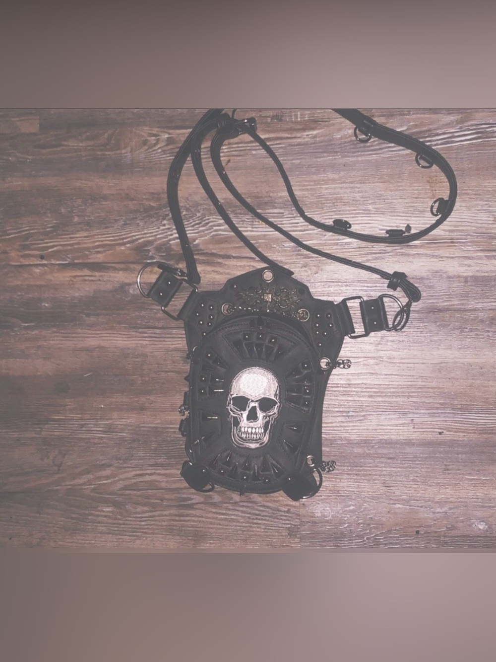 Black Gothic Skull Crossbody Shoulder Bag